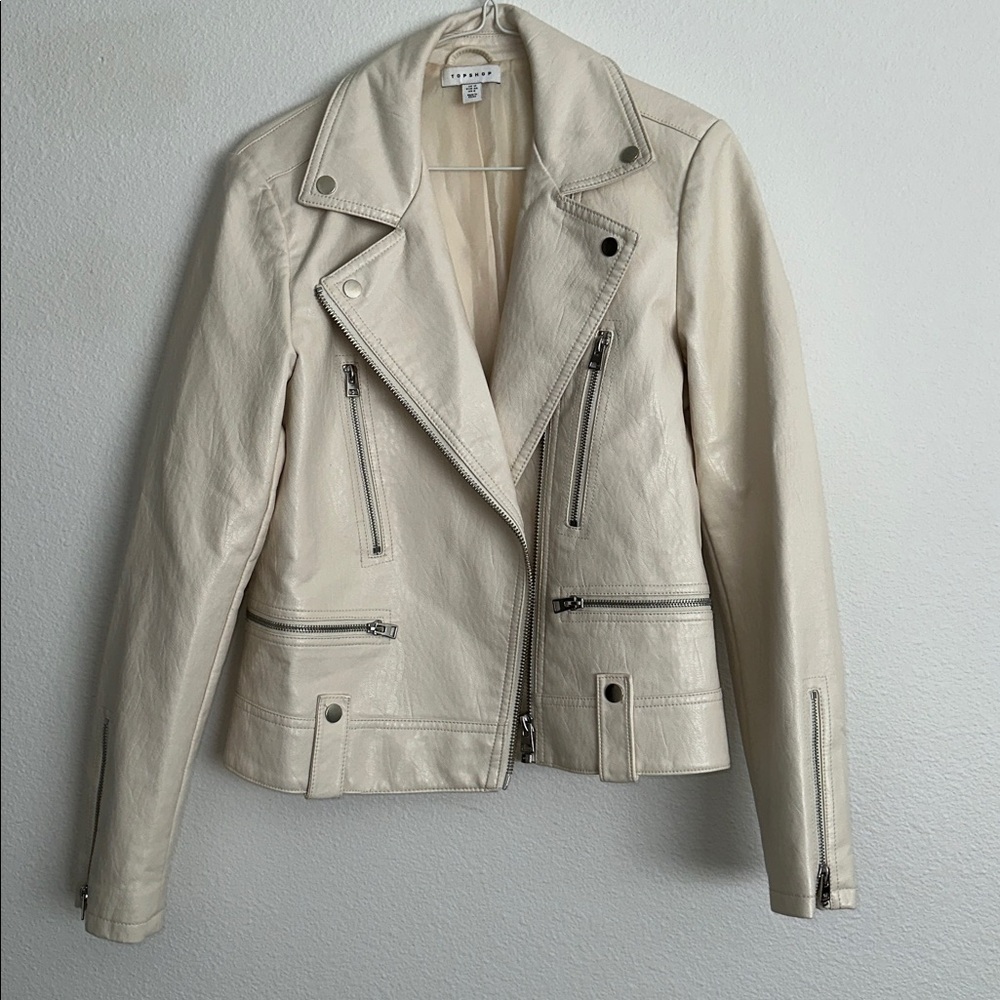 Cream Leather Jacket